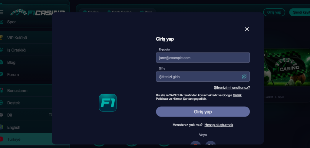 F1casino Giriş